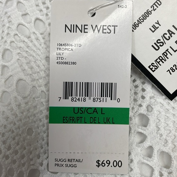 NWT Nine West Short Sleeve Cold Shoulder Crochet Lace Blouse L - Picture 14 of 15